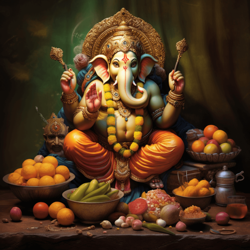 Lord Ganesha Eating Laddu Picture