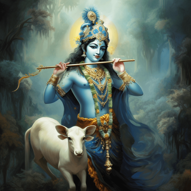 Shree Krishna Photo With Cow